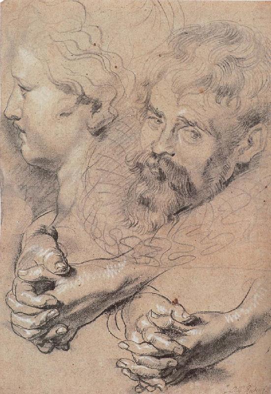 Head and hand-s pencil sketch, Peter Paul Rubens